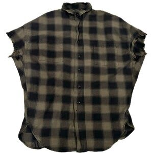 Plaid Sleeveless Button-Up Shirt